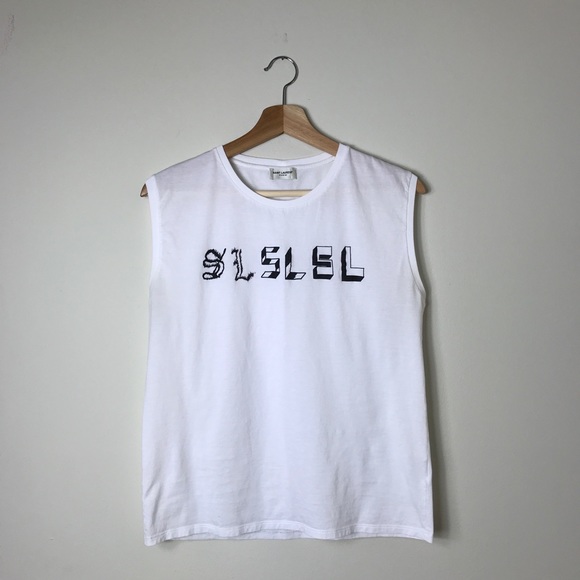 Saint Laurent Tops - YSL Saint Laurent || White Logo Tee Tank